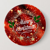 Badge Rond 10 Cm Joyeux Noël, pétillant et parties scintillant (Devant)