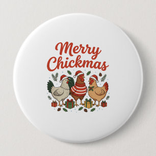 Badge Rond 10 Cm Joyeux Pouletmas Poulet Noël