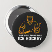 Badge Rond 10 Cm Juste Une Fille Qui Aime Le Hockey Sur Glace Hocke (Devant & derrière)