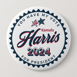 Badge Rond 10 Cm Kamala Harris 2024   Mon vote est grand