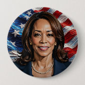 Badge Rond 10 Cm Kamala Harris et American Flag (Devant)