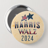 Badge Rond 10 Cm Kamala Harris et Tim Walz 2024 (Devant & derrière)