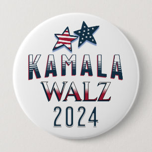 Badge Rond 10 Cm Kamala Harris et Tim Walz 2024