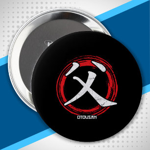 Badge Rond 10 Cm Kanji Papa Père Otousan Langue japonaise Japon