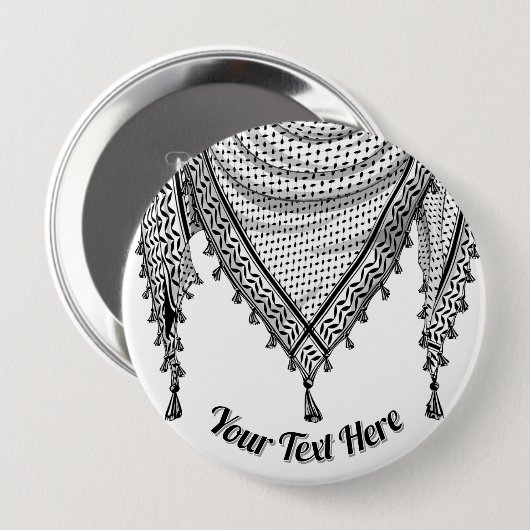 Badge Rond 10 Cm Keffiyeh Écharpe palestinienne tissu traditionnel (Devant & derrière)