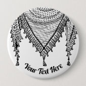 Badge Rond 10 Cm Keffiyeh Écharpe palestinienne tissu traditionnel (Devant)