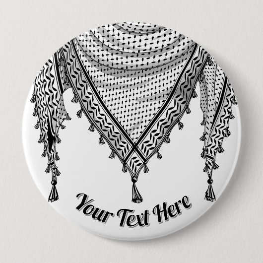 Badge Rond 10 Cm Keffiyeh Écharpe palestinienne tissu traditionnel (Devant)