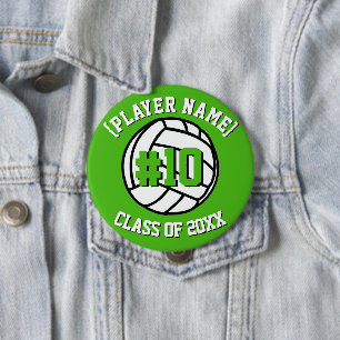 Badge Rond 10 Cm Kelly Green Custom Volleball joueur et classe