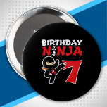 Badge Rond 10 Cm Kids Birthday Ninja<br><div class="desc">This Birthday Ninja 7 makes a parfaite venin pour une fête de 7 ans du vieux ninja birthday "It feese the Japanese Symbole for Ninjutsu with a cartoon ninja doing a karate kick that the birthday or girl will love" This ninja birthday design for boys and girls is a perfect...</div>