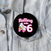 Badge Rond 10 Cm Kids Skate Party - 6e anniversaire - Roller Skate (En situation)
