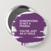 BADGE ROND 10 CM LA HOMOPHOBIE N'EST PAS UNE PHOBIE (Devant & derrière)