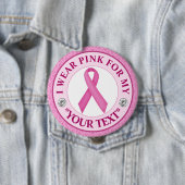 Badge Rond 10 Cm Lace Ribbon Breast Cancer Awareness Design (En situation)