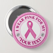 Badge Rond 10 Cm Lace Ribbon Breast Cancer Awareness Design (Devant & derrière)