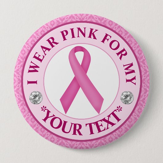 Badge Rond 10 Cm Lace Ribbon Breast Cancer Awareness Design (Devant)