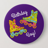 Badge Rond 10 Cm Lames à rouleaux Patinage Anniversaire de enfant P (Devant)