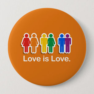 BADGE ROND 10 CM L'AMOUR EST ORANGE D'AMOUR