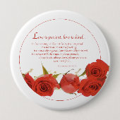 Badge Rond 10 Cm L'amour est Patient Rose Rouge (Devant)