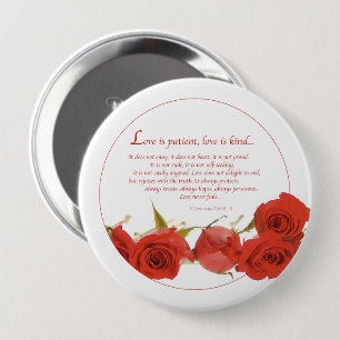 Badge Rond 10 Cm L'amour est une rose rouge patiente