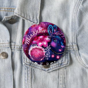 Badge Rond 10 Cm Lapin Fantaisiste 'Glamour Bunny' Personnalisé