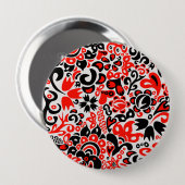 Badge Rond 10 Cm L'art populaire ukrainien motif floral abstact (Devant & derrière)