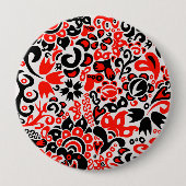 Badge Rond 10 Cm L'art populaire ukrainien motif floral abstact (Devant)