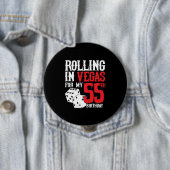 Badge Rond 10 Cm Las Vegas 55th Birthday Party (En situation)