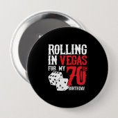 Badge Rond 10 Cm Las Vegas 70e Birthday Party (Devant & derrière)