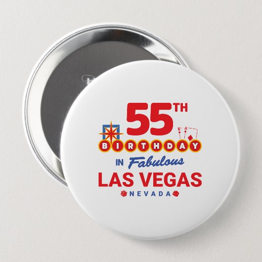 Badge Rond 10 Cm Las Vegas Birthday Party (Devant & derrière)