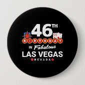 Badge Rond 10 Cm Las Vegas Birthday Party (Devant)