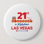 Badge Rond 10 Cm Las Vegas Birthday Party (Devant)