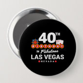Badge Rond 10 Cm Las Vegas Birthday Party (Devant & derrière)