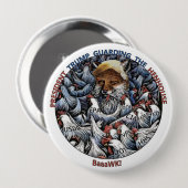 Badge Rond 10 Cm Le Fox parmi les poulets (Devant & derrière)
