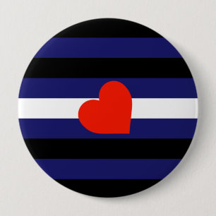 BADGE ROND 10 CM LEATHER PRIDE STRIPED HEART HORIZONTAL - 2014 PRID