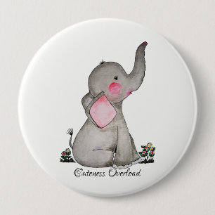 Badge Rond 10 Cm L'éléphant mignon de bébé d'aquarelle avec