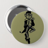 Badge Rond 10 Cm Leprechaun avec Flûte (Devant & derrière)