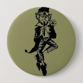Badge Rond 10 Cm Leprechaun avec Flûte (Devant)