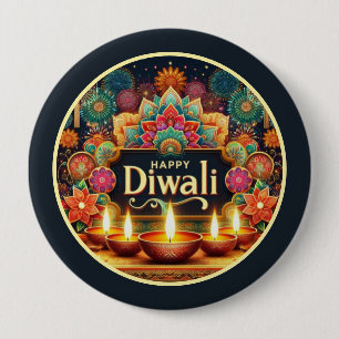 Badge Rond 10 Cm Les membres de la joie et de la tradition Diwali