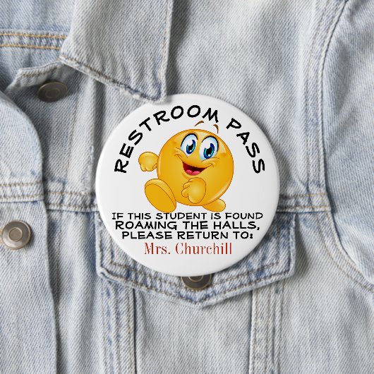 Badge Rond 10 Cm LG. Passe de toilettes scolaires (En situation)