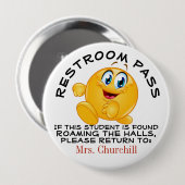 Badge Rond 10 Cm LG. Passe de toilettes scolaires (Devant & derrière)