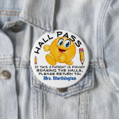 Badge Rond 10 Cm LG. Salle de l'école - HALL PASS (En situation)