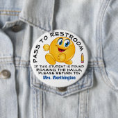 Badge Rond 10 Cm LG. Salle de l'école - HALL PASS (En situation)