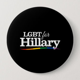 Badge Rond 10 Cm LGBT pour Hillary - noir blanc-
