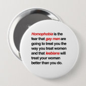 BADGE ROND 10 CM L'HOMOPHOBIE EST LA PEUR QUE LES HOMOSEXUELS VOUS (Devant & derrière)