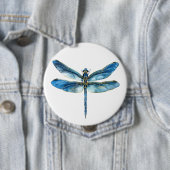 Badge Rond 10 Cm libellule bleue (En situation)