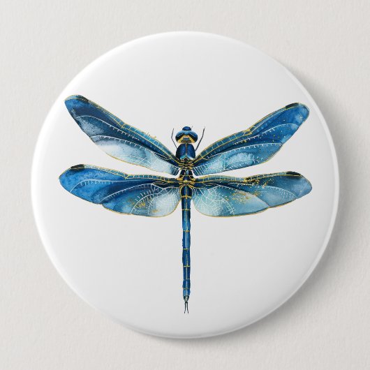 Badge Rond 10 Cm libellule bleue (Devant)