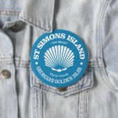 Badge Rond 10 Cm L'île St Simons (coquillage) (En situation)