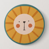 Badge Rond 10 Cm Lion Cute Orange (Devant)