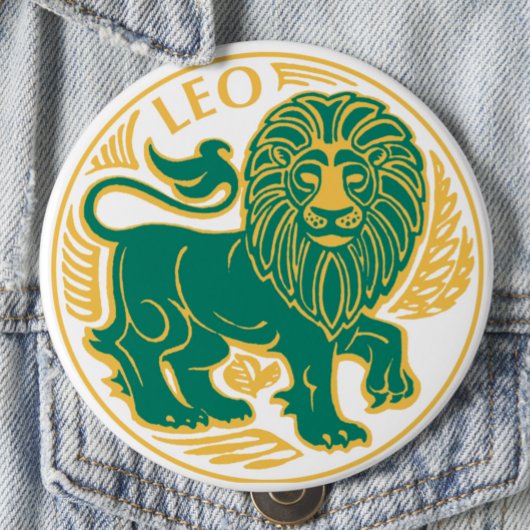 Badge Rond 10 Cm Lion du zodiaque sur un