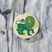 Badge Rond 10 Cm Lion du zodiaque sur un (En situation)