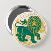 Badge Rond 10 Cm Lion du zodiaque sur un (Devant & derrière)